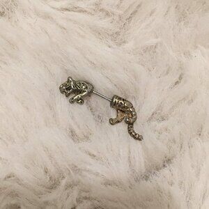 Realistic Tiger Shaped Plug Earrings in Brass